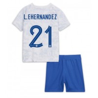 Frankreich Lucas Hernandez #21 Fußballbekleidung Auswärtstrikot Kinder WM 2022 Kurzarm (+ kurze hosen)